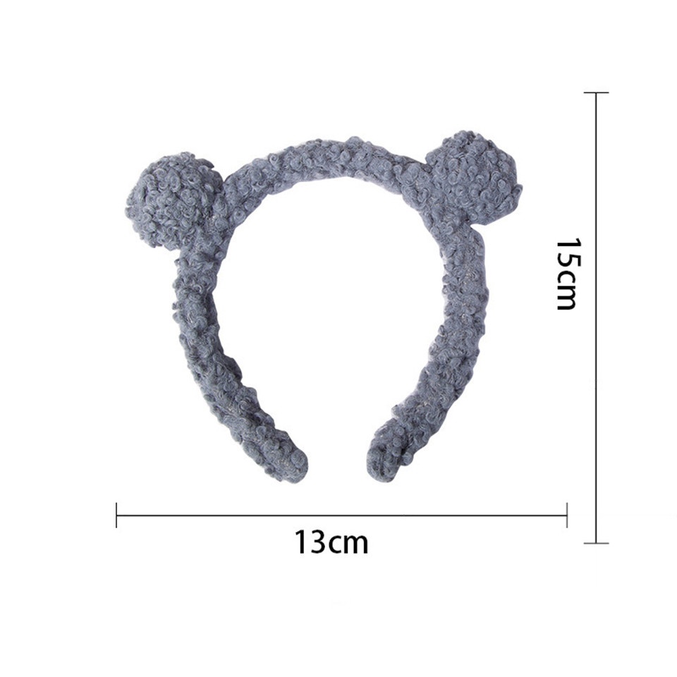 Băng đô cài tóc nhồi bông co giãn hình tai gấu màu kẹo phong cách Hàn cho nữ tắm rửa mặt trang điểm
