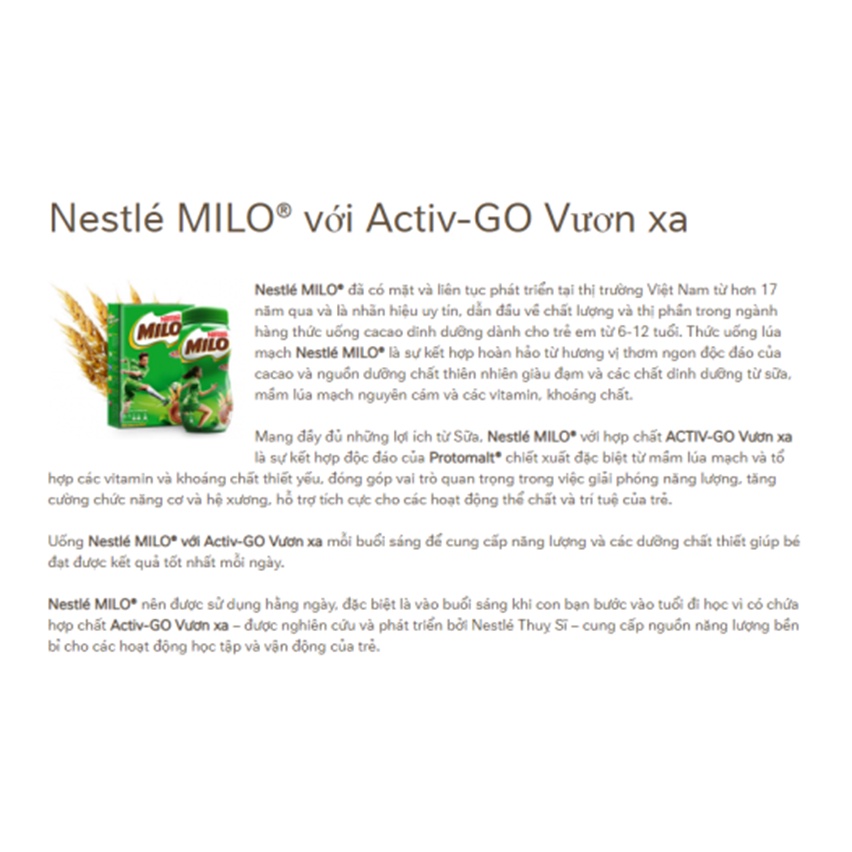 Combo 20 gói x 22gram Milo Active Go Thụy Sĩ - Date mới : 12 tháng