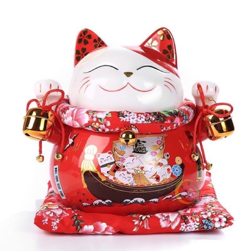 [Big Sale] Mèo Thần Tài, Mèo May Mắn Maneki Neko Mèo năng lượng cao 10 Cm