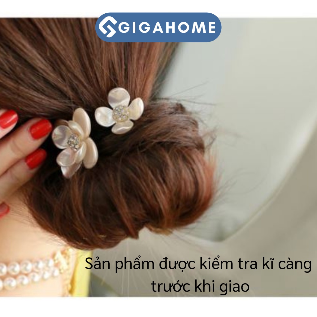 Dây Buộc tóc Hàn Quốc GIGAHOME Đính Hoa Và Ngọc Đáng Yêu 5994
