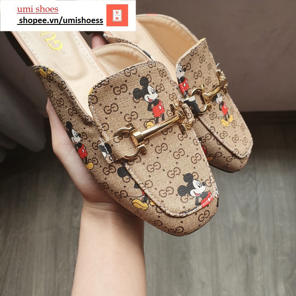 Giày sục hình chuột mickey đế bằng kiểu dáng mũi nhọn/mũi vuông mẫu mới 2020 bán chạy siêu hot đẹp giá rẻ xinh