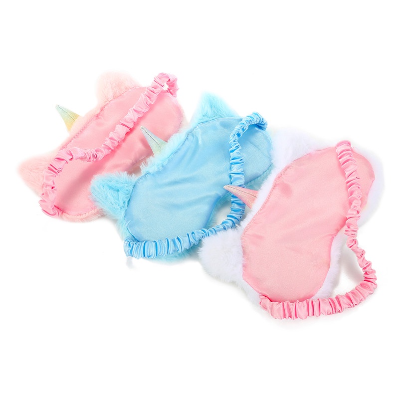 Mặt Nạ Che Mắt Ngủ Bằng Lông Thỏ Họa Tiết Kỳ Lân Hoạt Hình Dễ Thương Tiện Dụng