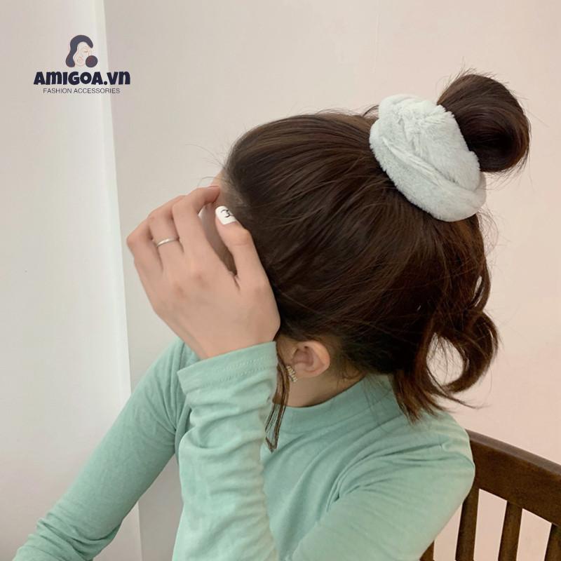 Dây Cột Tóc Lông Thỏ Mềm Mại Giữ Ấm Dễ Thương