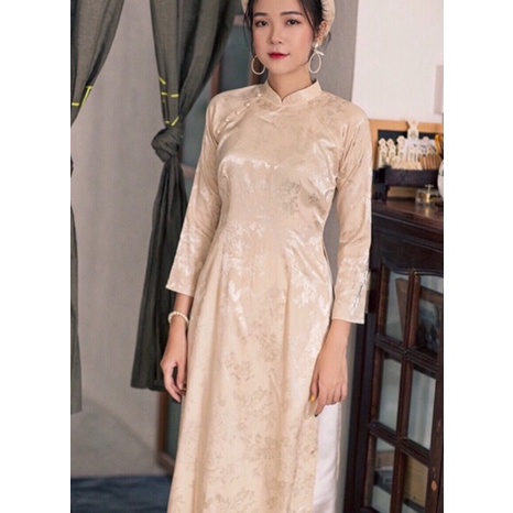 Áo dài truyền thống chất gấm tơ đủ màu cho các nàng - Mã A12