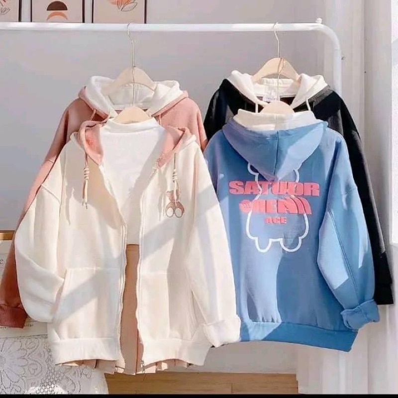 Áo Hoodie Nỉ Gấu SATUDR Unisex, Áo Nỉ Mũ 2 Lớp Dày Dặn Chất Nỉ Cotton ( kèm ảnh thật)