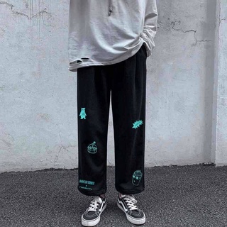 Quần Baggy Ống Suông, Quần Dài Nam Nữ Unisex Vải Nỉ Trơn In Hoạt Hình Whale Thời Trang Hot Trend