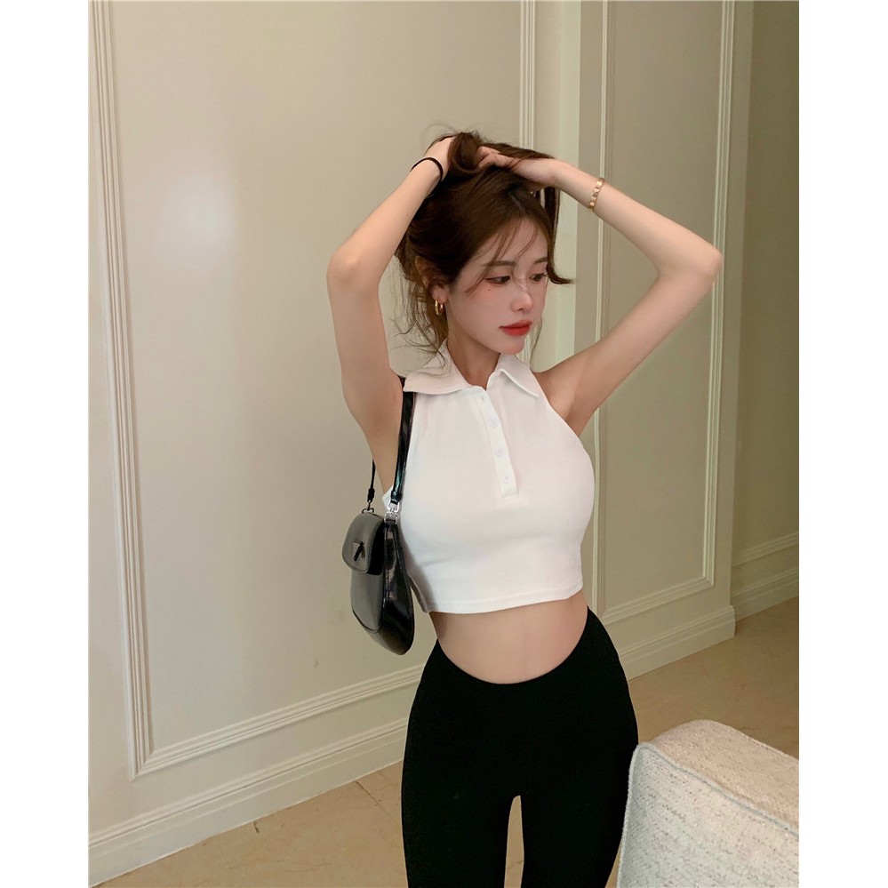 [Kèm Video SP] Áo Ba Lỗ Nữ Thun Tăm Cổ Polo Dáng Croptop Nữ Cao Cấp Cá Tính Thời Trang Trẻ Trung Sugal TOP NU SG 032V1