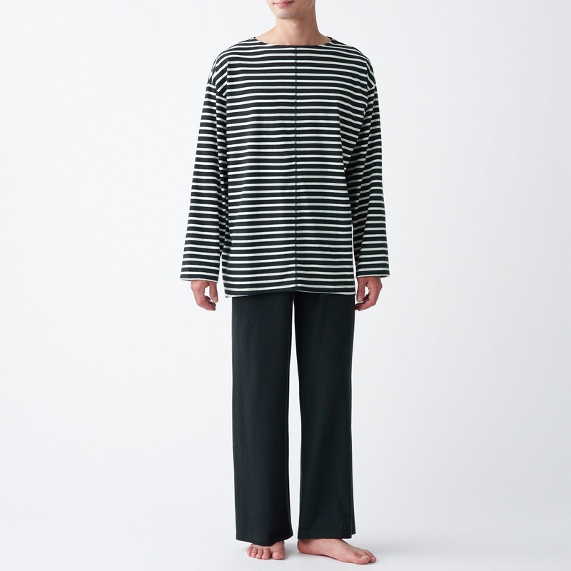 Muji Bộ Pyjama Nam Không Đường May Sườn Vải Jersey