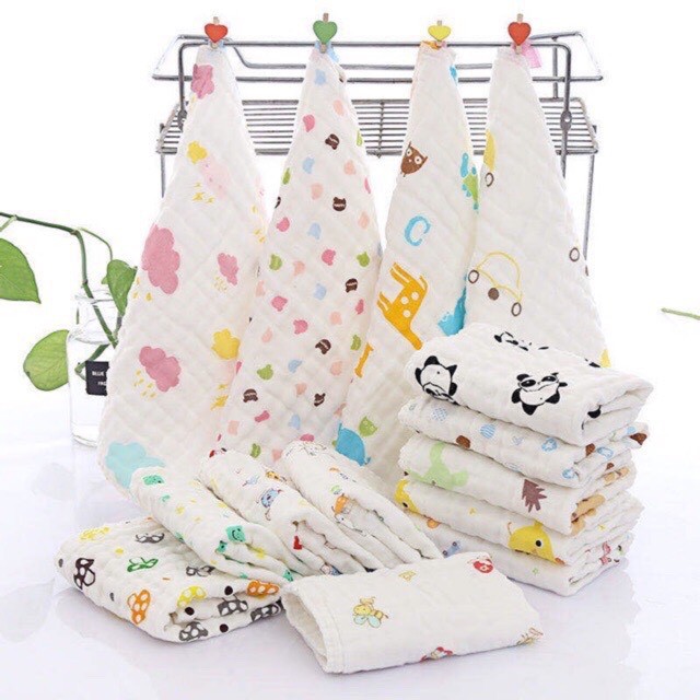 [Hàng Đẹp] Khăn Sữa Xô 6 Lớp Xuất Nhật Mềm Mịn Cho Bé Rửa Mặt 25x25 cm - Susi Kids