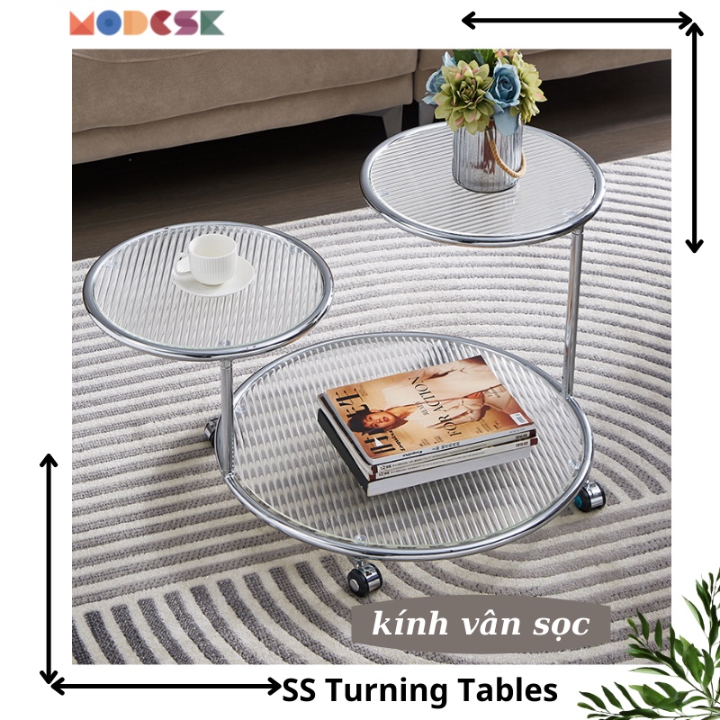 Bàn sofa - trà MODESK SS Turning Tables Khung inox 304 - Kính cường lực [phòng khách - quán cafe]