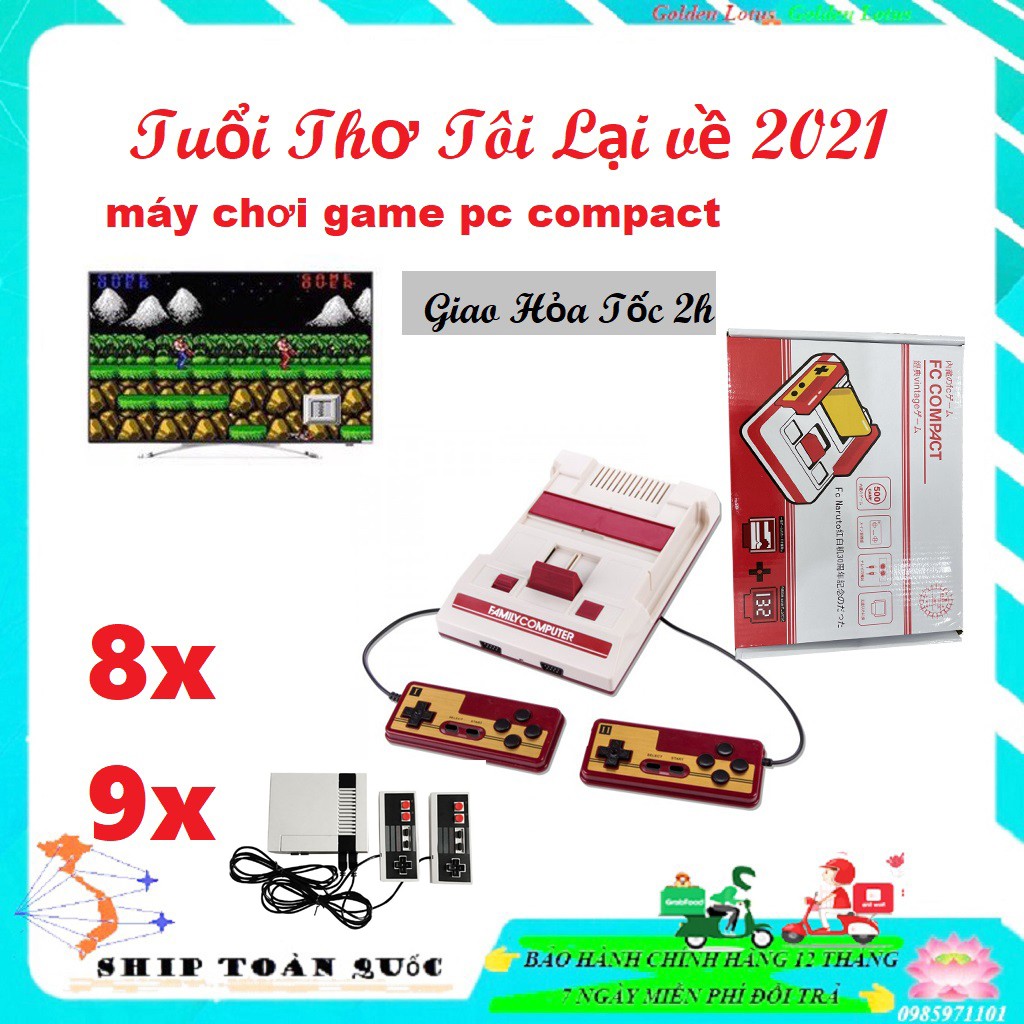 Máy Chơi Game Cổ Điển Fc compact 500 - NES Classic 619 Trò Chơi : Contra/  Mario/  xếp gạch,...Bộ game 4 nút tuổi thơ