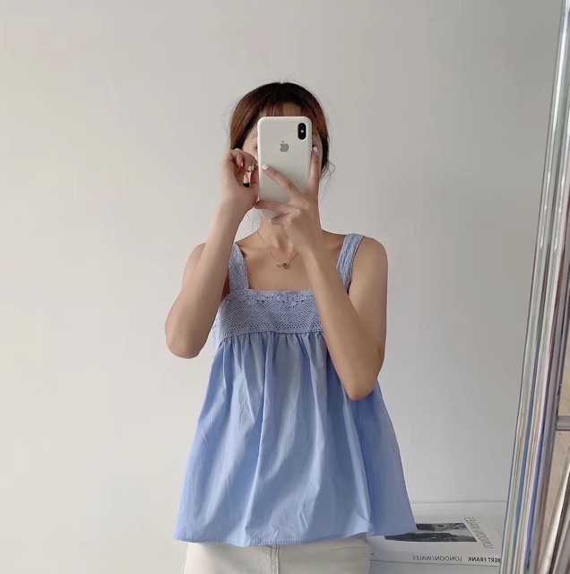 Áo hai dây thô viền ren dây bản to Ulzzang style  Hàng quảng Châu