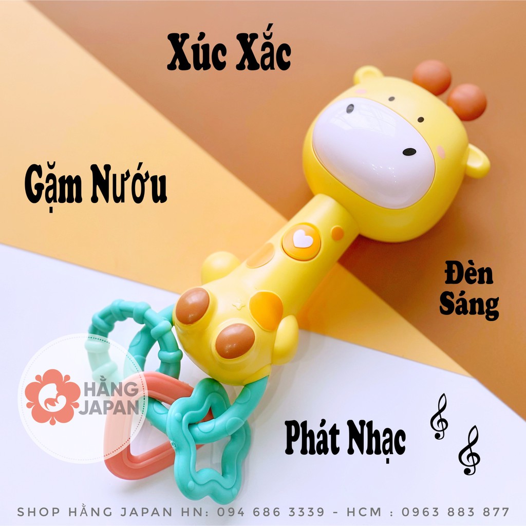 Xúc xắc đồ chơi cầm tay BabyTry hươu vàng 10x22 cm phát nhạc tự động cho bé từ 18M