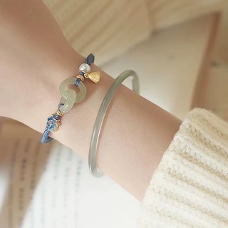 Vòng tay đá ngọc charm hoa sen