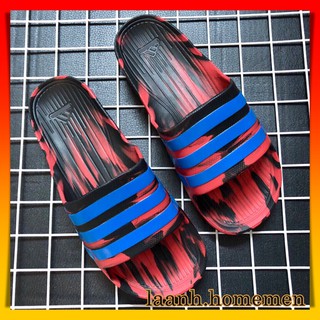 Dép Đúc Nam 3 Sọc Duramo Camo - Đế Loang Đỏ Đen Sọc Xanh Dương Hàng VNXK ( Hình thật ) - Dép Quai Ngang