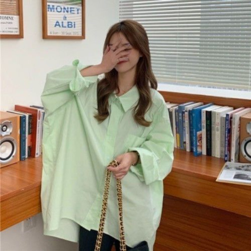 ANTUSON Áo khoác sơ mi dáng rộng thời trang xuân thu phong cách retro cho nữ