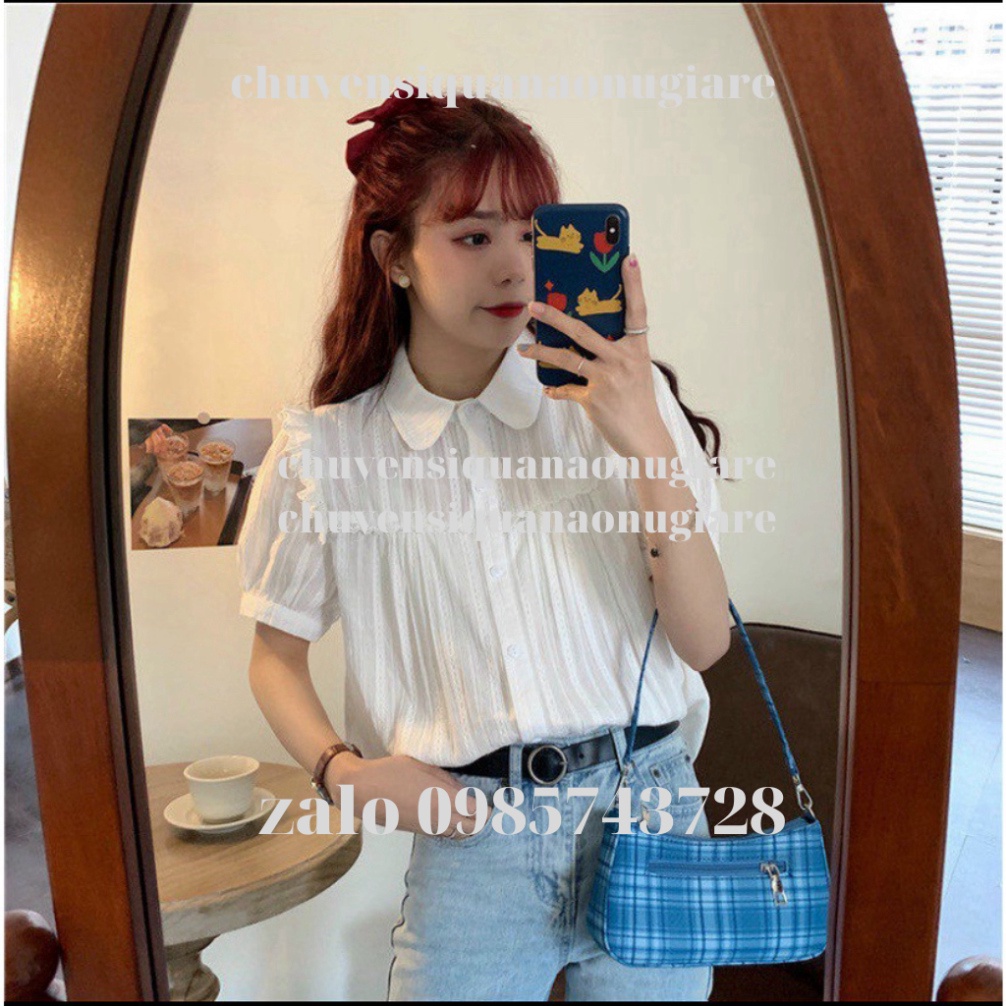 [Mã 44FASHIONSALE265 giảm 10K đơn 50K] áo sơ mi cổ sen viền bèo vai NH00099 chuyensiquanaonugiare | BigBuy360 - bigbuy360.vn