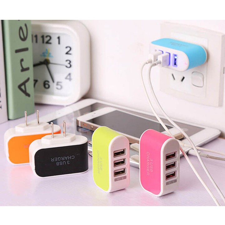 [Bán Chạy Nhất Shopee] CỦ SẠC ĐIỆN THOẠI ĐA NĂNG 3 CỔNG USB [Xả Kho]