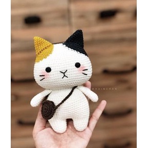 Gấu bông mèo con đi học bằng len handmade, gấu bông xinh sắn đáng yêu, quà tặng handmade