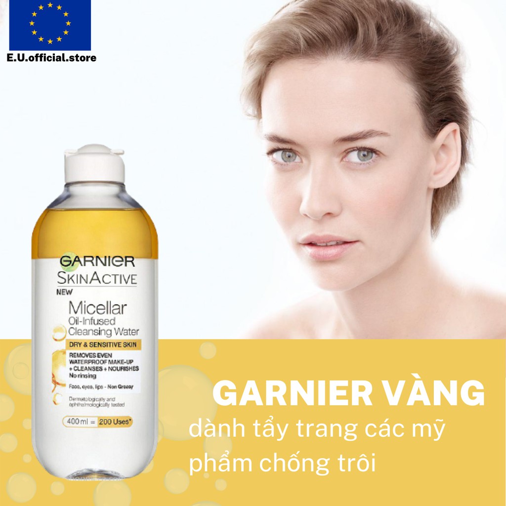 Nước Tẩy Trang Garnier Skinactive Micellar Cleansing Water chính hãng, bản Pháp 400ml