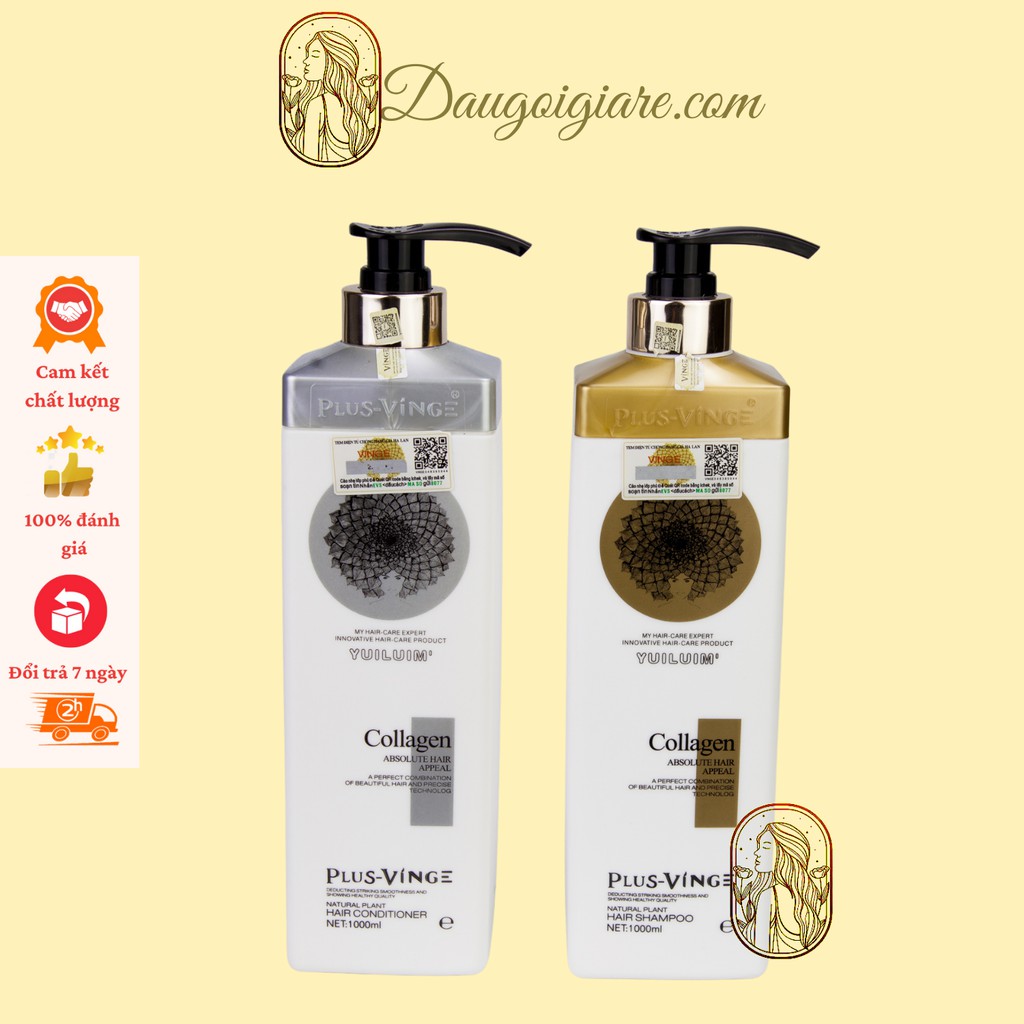 Dầu Gội Xả Collagen Vinge 1000ML | Giảm Rụng Tóc, Kích Mọc Tóc, Phục Hồi Tóc Hư Tổn | Hàng Chính Hãng