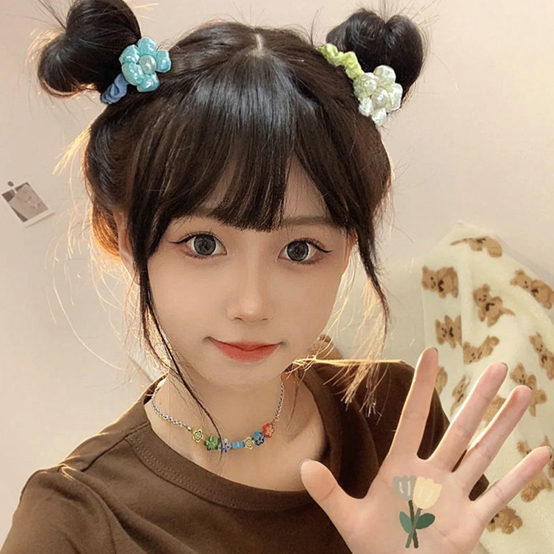 Dây Cột Tóc Co Giãn Đính Hoa Thời Trang Hàn Quốc Cho Nữ