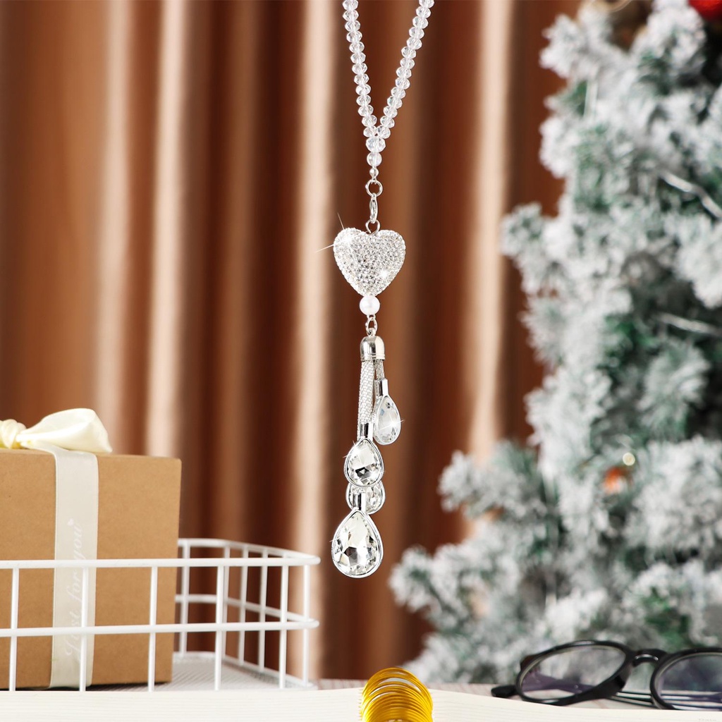 WTTLE Phụ Kiện Trang Trí Gương Chiếu Hậu Xe Hơi Hình Trái Tim Đính Đá Lấp Lánh Thời Trang