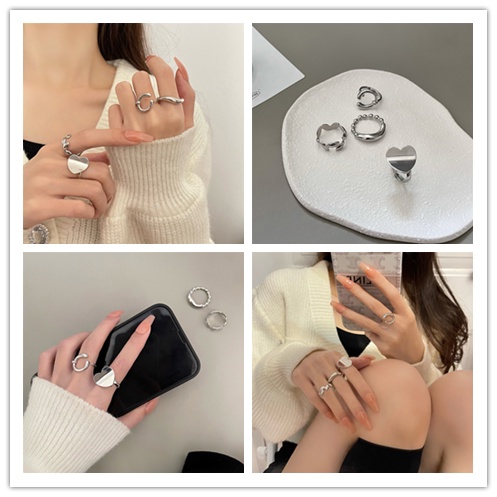 Nhẫn Hở Kiểu Dáng Hình Học Đơn Giản Phong Cách Cổ Điển