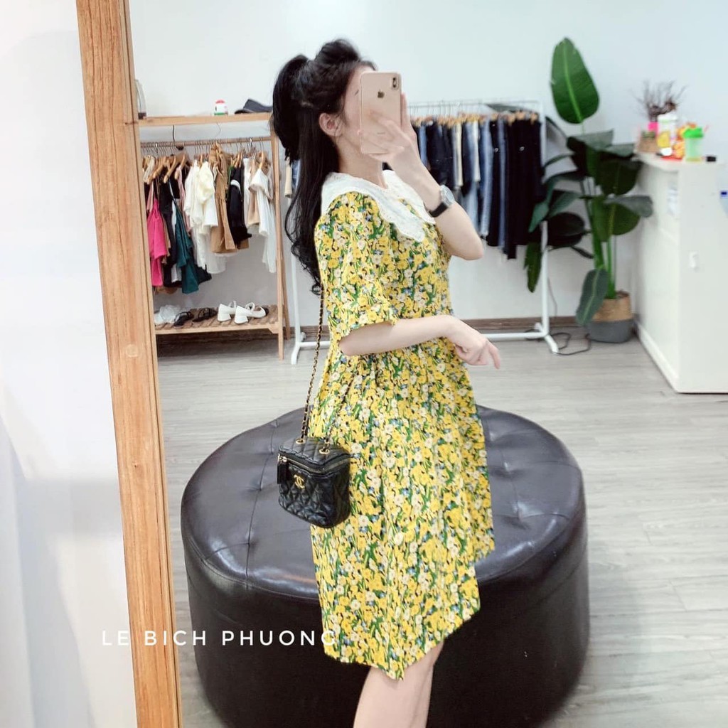 Đầm hoa babydoll 🍀váy nữ hoa nhí phối cổ ren bao chất cực xinh ,phong cách vintage-ulzzang thờitrang1989 | BigBuy360 - bigbuy360.vn