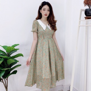 Váy hoa cổ ren tay bồng KYMIE