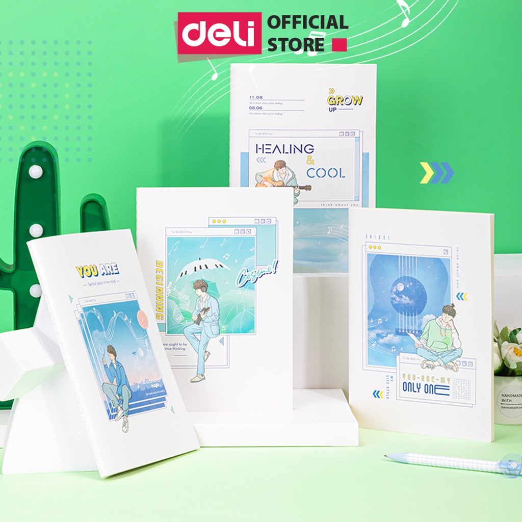 Sổ tay ghi chép 60 trang A5 DELI, giấy chống lóa, tập học sinh, notebook -FA560-N10