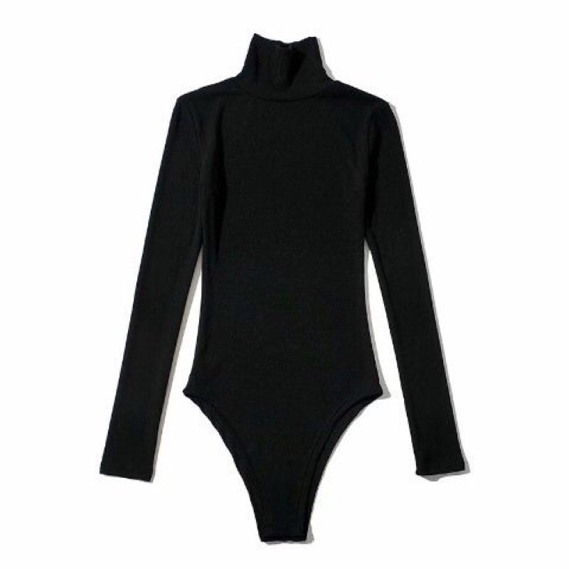 Áo bodysuit Dài Tay Nữ Cổ Cao 5Phân Thiết Kế Ôm Sát Body Chất Liệu Len Tăm Mỏng Thoáng Mát Hàng QCCC