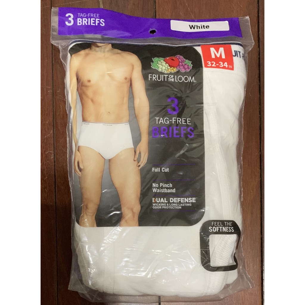 Bộ 3 quần lót nam trắng Fruit of the Loom Men's Tag-free Full Cut Briefs (Mỹ)