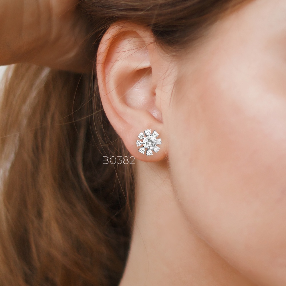 Bông tai nữ bạc Ý S925 MiASJ chốt vặn kết đá Newzeland cao cấp B0373/B0380/B0381/B0382