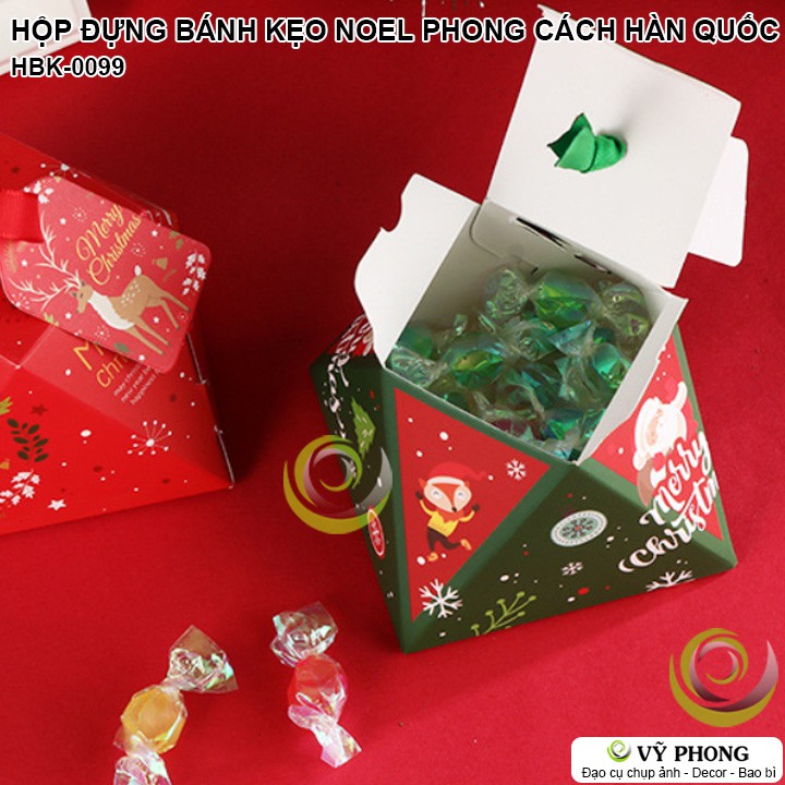 HỘP GIẤY ĐỰNG BÁNH KẸO QUÀ TẶNG IN HÌNH GIÁNG SINH NOEL MERRY CHRISTMAS PHONG CÁCH HÀN QUỐC HBK-0099