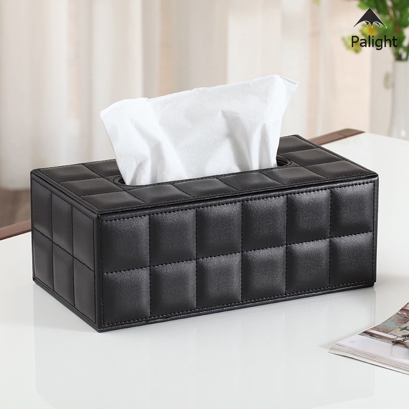 Bọc hộp khăn giấy bằng da cao cấp màu đen/trắng