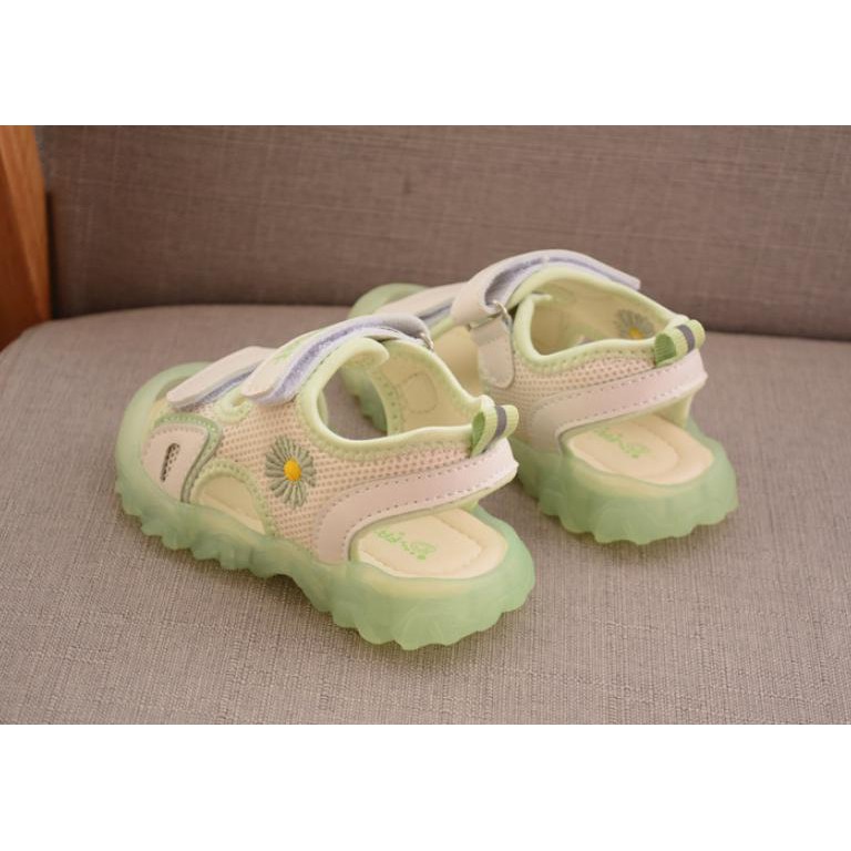 Dép Sandal Trẻ Em ♥ Free Ship ♥ Dép Sandal Phối Lưới THOÁNG KHÍ Thêu Hoa Cúc Có ĐÈN LED KX003