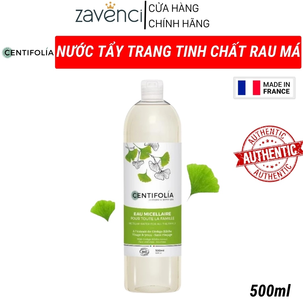 Nước Tẩy Trang Centifolia Eau Micellaire Tinh Chất Rau Má Làm Sạch Sâu Ngừa Mụn Dành Cho Cả Gia Đình (500ml)