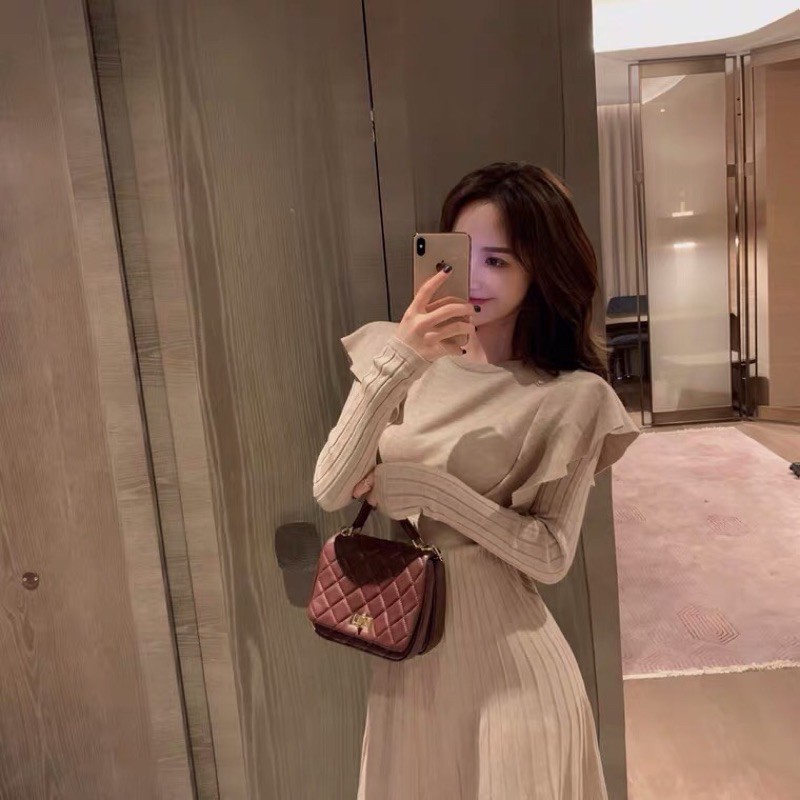 Váy len dáng dài xoè thun eo