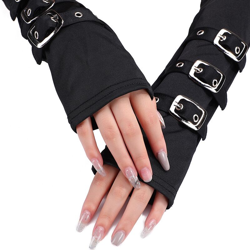 Găng Tay Hở Ngón 28CM Co Giãn Phối Đinh Tán Thời Trang Quyến Rũ Cho Nữ R46
