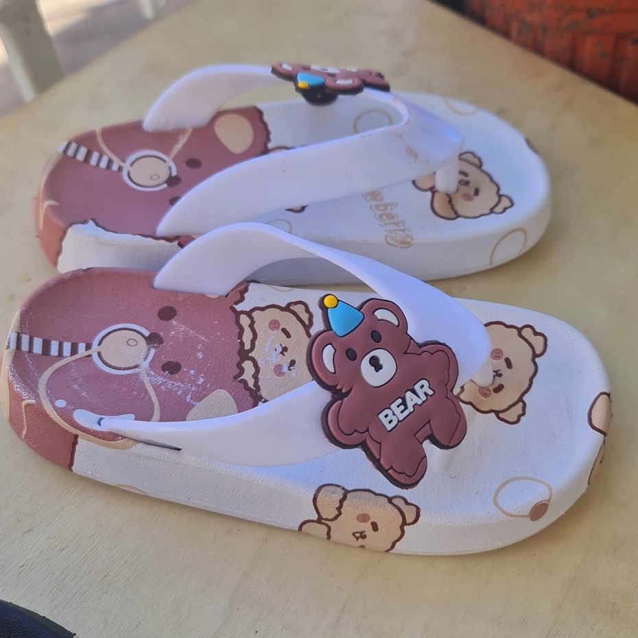 Dép kẹp siêu mềm cho bé trai bé gái hình gấu nâu cute