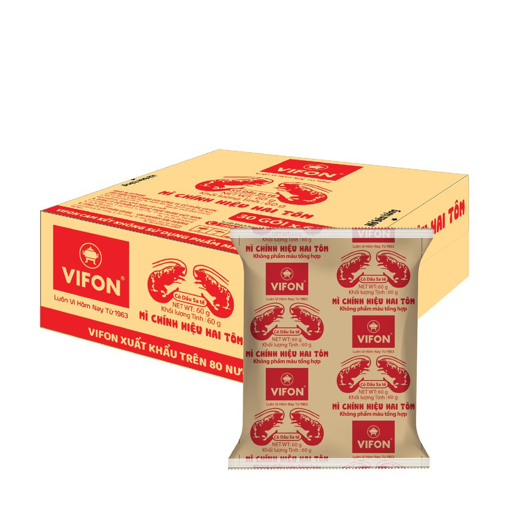 Thùng 30 Gói Mì Chính Hiệu Hai Con Tôm VIFON gói 75g