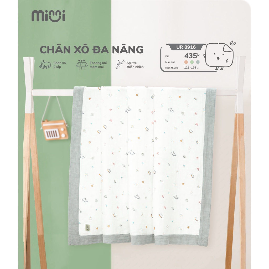 Chăn xô đa năng mini bamboo sợi tre kích thước 125x125cm