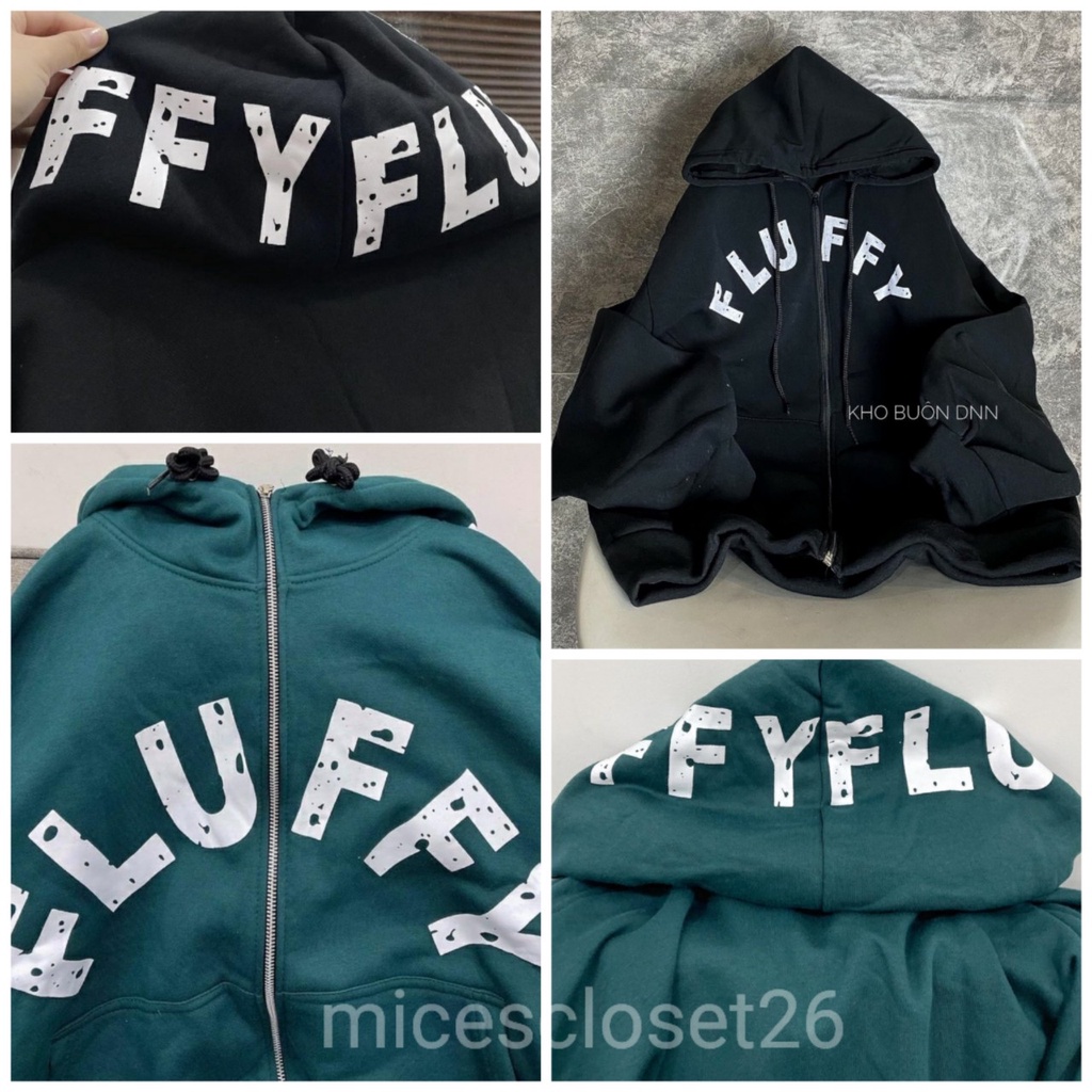 Áo khoác nỉ FLUFFY. Áo nỉ kéo khóa  2 lớp dày dặn mũ to Unisex. Hàng VNXK chất đẹp.