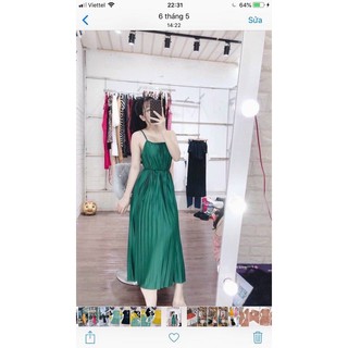 Váy maxi dập ly 2 dây cực hot