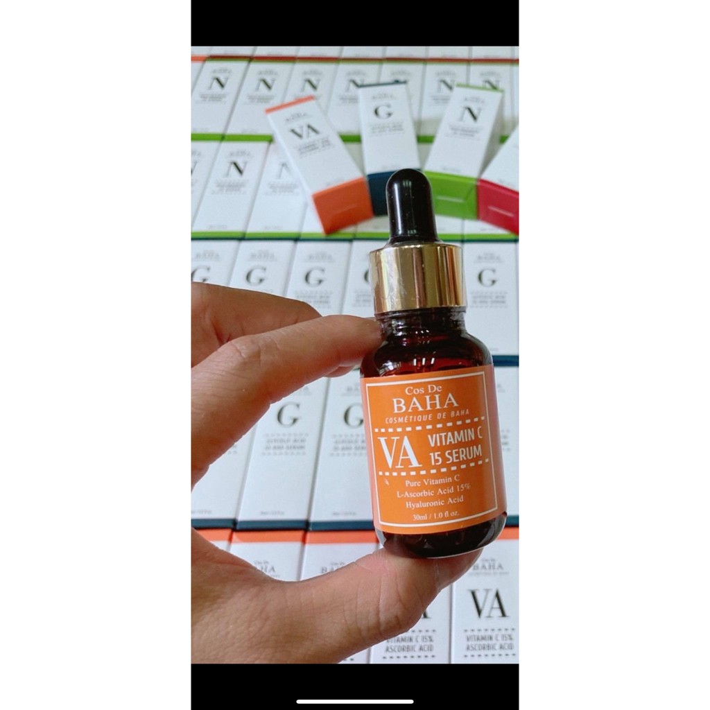 Tinh chất trị nám, dưỡng trắng da serum Cos De Baha VA Vitamin C 15 Ascorbic acid cam