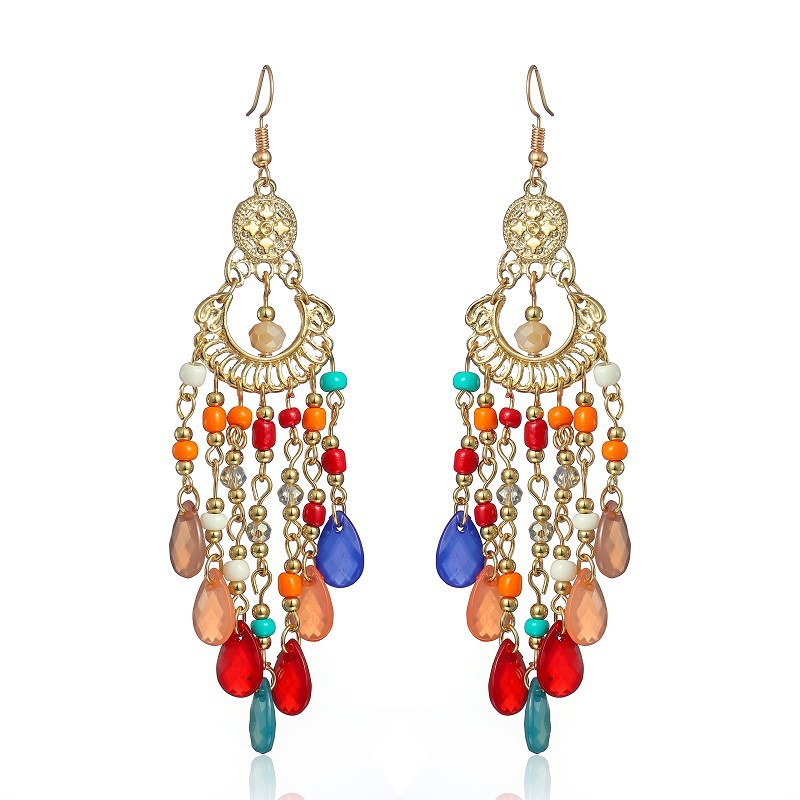 Khuyên Tai Tròn Tua Rua Nhiều Lớp Phong Cách Bohemian Mới Cho Nữ