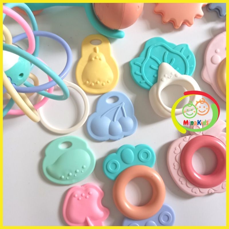 Set Xúc Xắc Gặm Nướu Đồ Chơi Lục Lạc Cho Bé Sơ Sinh Baby Rattle 16 Món XX12