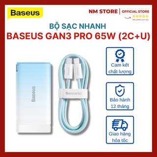 Bộ sạc baseus gan3 pro charging charger c+c+a 65w charging set