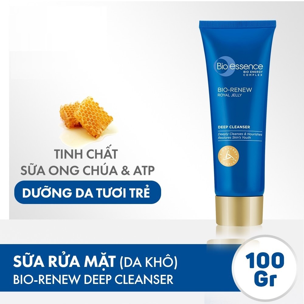 Bio essence -  Sữa rửa mặt dưỡng da tươi trẻ Bio Review cho da khô/ thường chiết xuất sữa ong chúa 100 gr